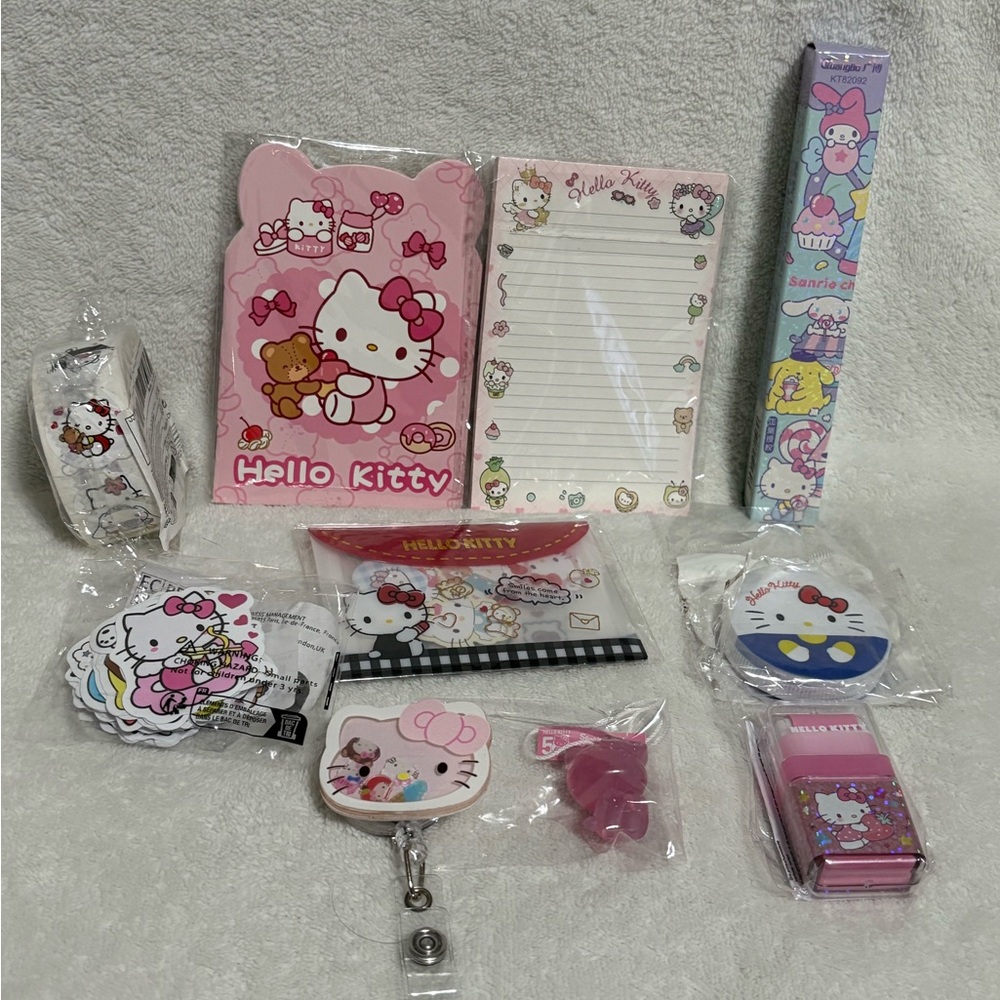 Hello Kitty Bundle #1G - Badge Reel Stickers Notepad & More